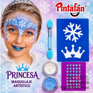 KIT MAQUILLAJE ARTISTICO BLANCO Y CELESTE ( 4 GR) + STENCIL + STRASS + ESFUMINA